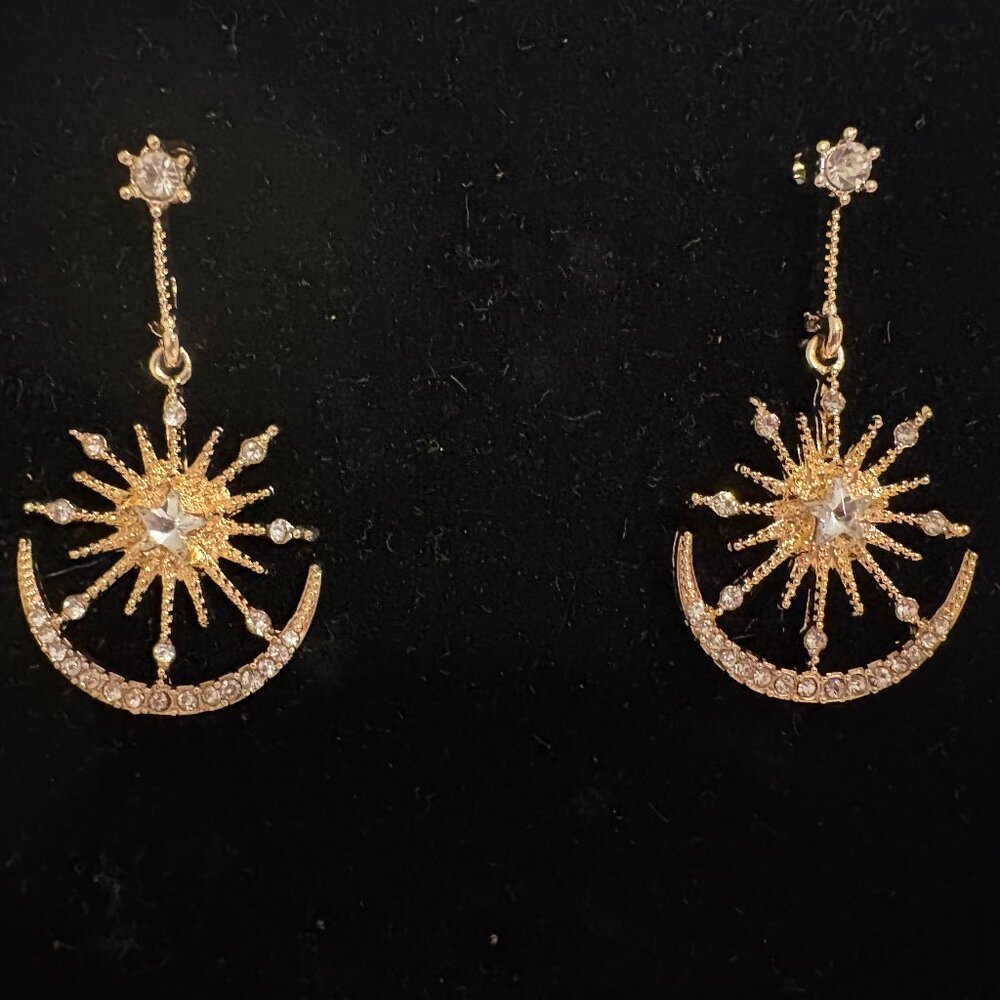 Moon & Starburst Earrings with Rhinestones